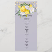 Rustige lichten Geel Floral Menu.Wedding Program Programma (Achterkant)