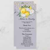 Rustige lichten Geel Floral Menu.Wedding Program Programma (Voorkant / Achterkant)