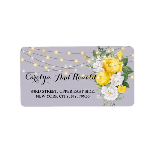 Rustige lichten Gele Floral Etiket (Voorkant)