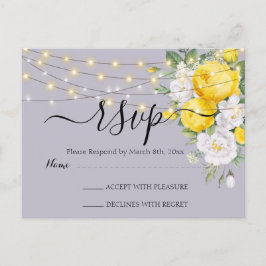 Rustige lichten Gele Floral RSVP Briefkaart