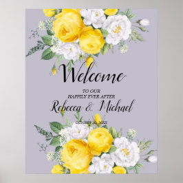 Rustige lichten Gele Floral Weddenschap Welkom Poster