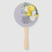 Rustige lichten Gele Floral Wedding Hand Fan Handwaaier (Achterkant)