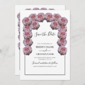 Rustige lichtroze Rozen die de datum opslaan Save The Date (Voorkant / Achterkant)