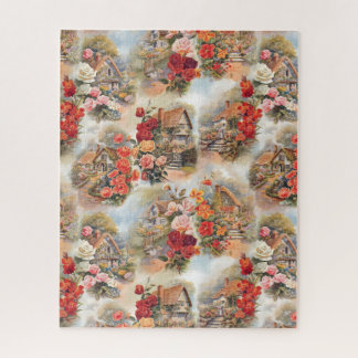 Rustige Lieflijke Vintage Engelse Cottage Collage Legpuzzel