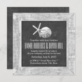 Rustige Lijst Seashells Beach Wedding Kaart (Voorkant / Achterkant)