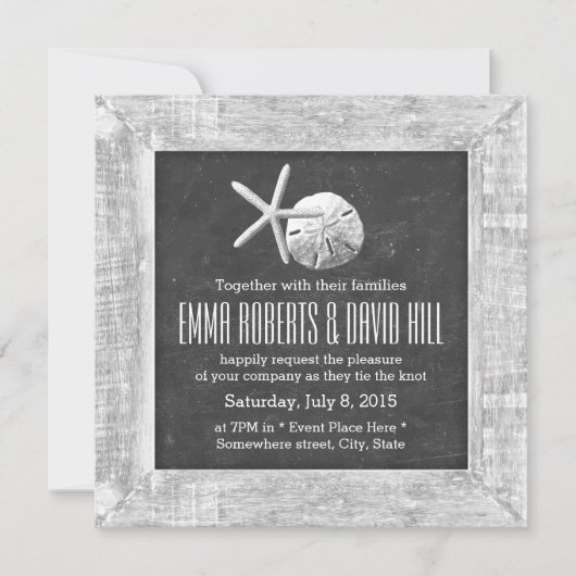 Rustige Lijst Seashells Beach Wedding Kaart (Voorkant)