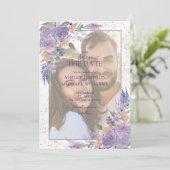 Rustige Lila Lavender Gold Photo Save the Date (Staand voorkant)