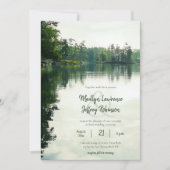 Rustige llakeside evergreens bruiloft kaart (Voorkant)