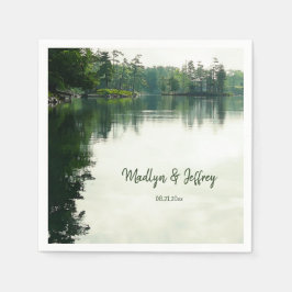Rustige llakeside evergreens bruiloft servet