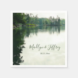 Rustige llakeside evergreens bruiloft servet