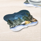 Rustige Log Cabin Full Moon Kartonnen Onderzetters (Gekanteld)