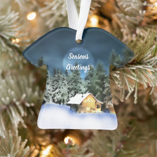 Rustige Log Cabin Full Moon Ornament (Boom)
