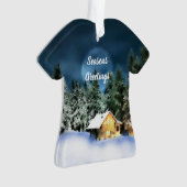 Rustige Log Cabin Full Moon Ornament (voorkant)