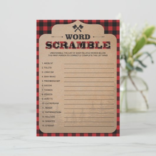 Rustige Lumberjack Buffalo Spel Word Scramble (Staand voorkant)