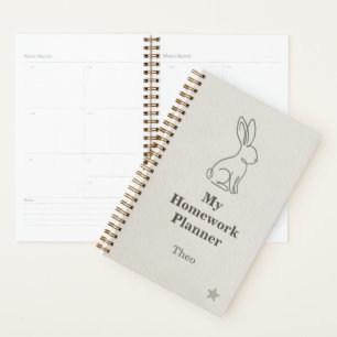 Rustige luxe lijnkunst konijn kinderhuiswerkplanne planner