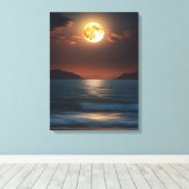 Rustige maanlicht oceaan canvas afdruk (Insitu (Houten vloer))
