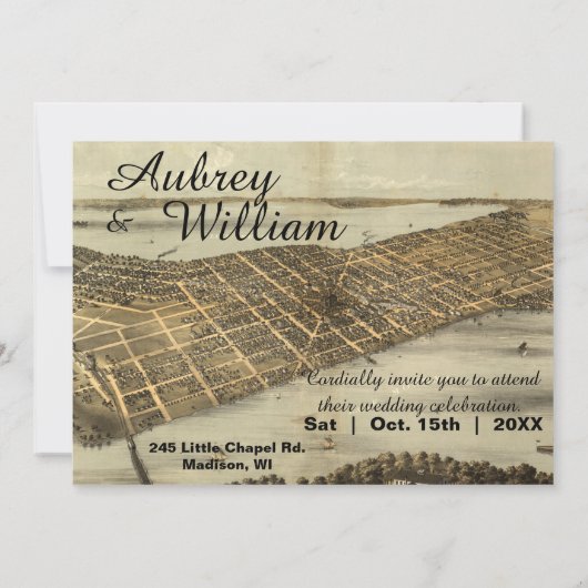 Rustige Madison WI - Kaart voor bruiloft (Achterkant)