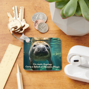 Rustige Manatee Omhelzing: Aanpasbare Manatee Sleutelhanger