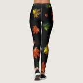 Rustige Maple Leaf met Jouw naam op BLACK Leggings (Achterkant)