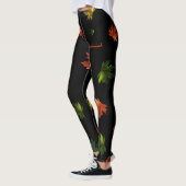 Rustige Maple Leaf met Jouw naam op BLACK Leggings (Links)