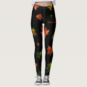 Rustige Maple Leaf met Jouw naam op BLACK Leggings (Voorkant)