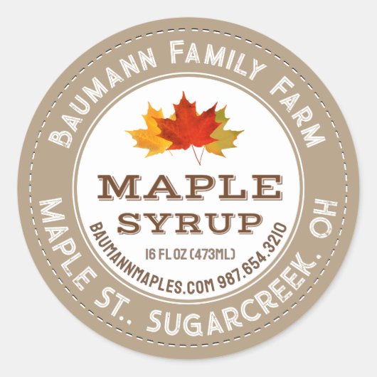 Rustige mapleemhuls Etiket kleurrijke mapelbladere (Voorkant)