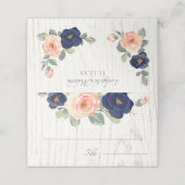 Rustige marineblauw en peach Floral Wedding (Buitenkant ongevouwen)
