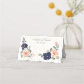 Rustige marineblauw en peach Floral Wedding (Achterkant)