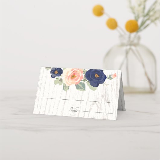 Rustige marineblauw en peach Floral Wedding (Voorkant)