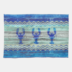 Rustige marineblauw kustdeverdampers theedoek