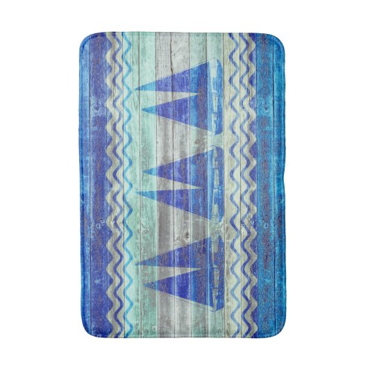 Rustige marineboot Blauwe kustboot Badmat (Voorkant Verticaal)