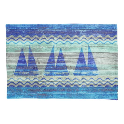 Rustige marineboot Blauwe kustboot Kussensloop (Voorkant)