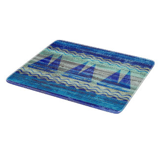 Rustige marineboot Blauwe kustboot Snijplank