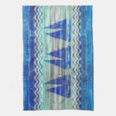 Rustige marineboot Blauwe kustboot Theedoek (Verticaal)