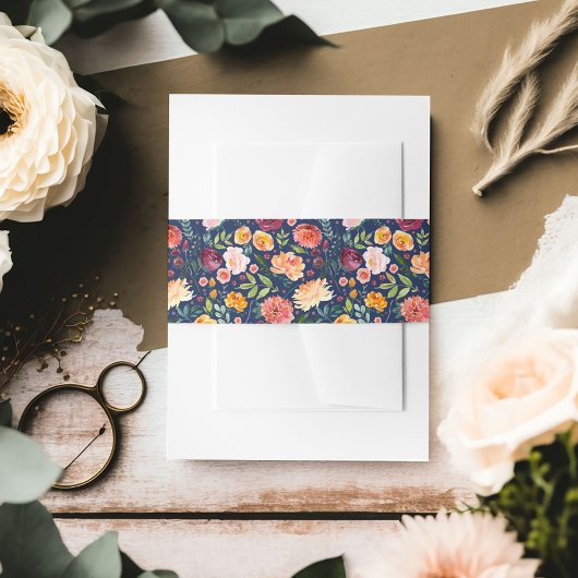 Rustige marinedag Burgundy en Blush Herfst Floral Uitnodigingen Wikkel