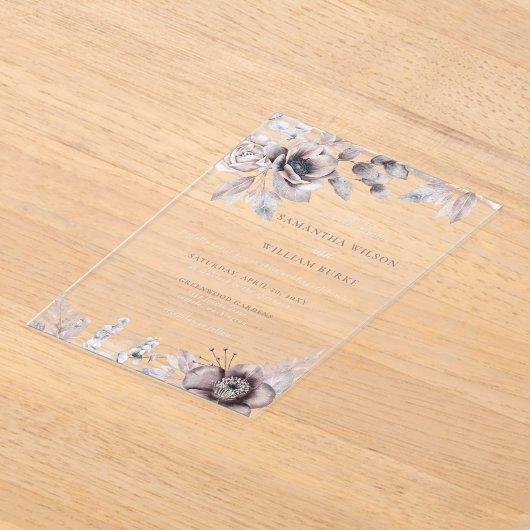 Rustige marinesnoorse boerenbruiloft acryl uitnodigingen (Laagn)