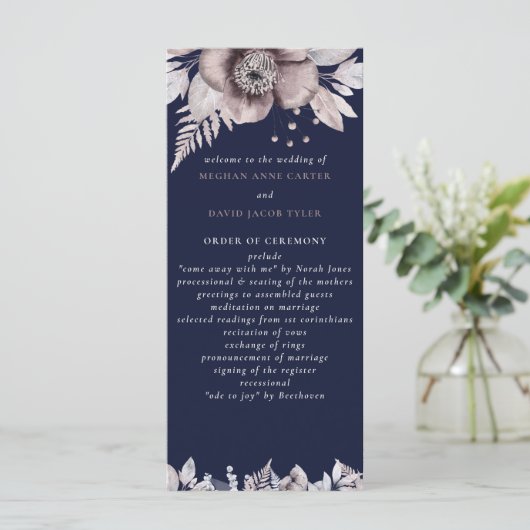 Rustige marinesnoorse boerenbruiloft programma (Staand voorkant)