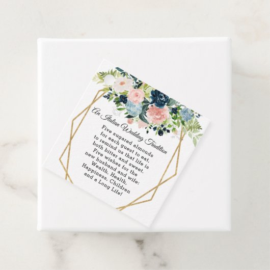 Rustige marinezeemacht - goudbloem - geometrische bedankjes labels (In situ)