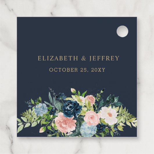 Rustige marinezeemacht - goudbloem - geometrische bedankjes labels (Achterkant)