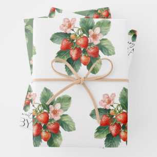 Rustige markt aardbei zoete baby shower inpakpapier vel