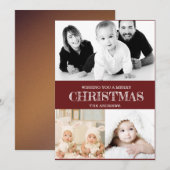 Rustige Maroon Rode Winter Kerst Foto Collage H Feestdagenkaart (Voorkant / Achterkant)