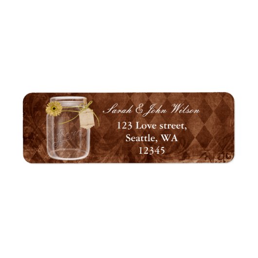 rustige mason jar bruiloft , retour address label (Voorkant)