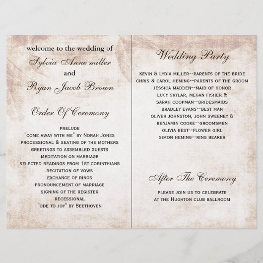 Rustige mason jar folded Wedding programme (Achterkant)