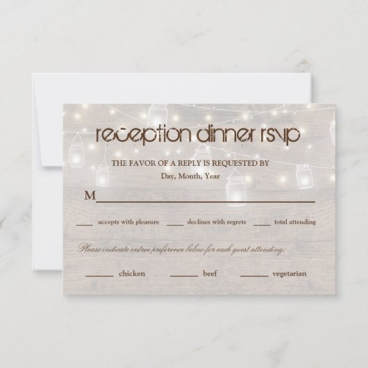 Rustige Mason Lights Reception Dinner RSVP Entree (Achterkant)