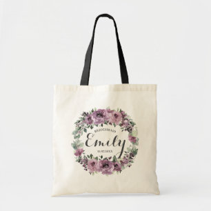 Rustige mauve pruim paarse bloem bruidsmeisje favo tote bag