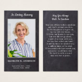 Rustige Memorial Sympathie Funeral Prayer Kaart (Voorkant /achterkant)