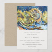 Rustige minimale blauwe zonnebloempjes kaart (Voorkant / Achterkant)