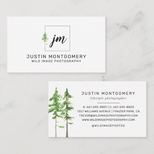 Rustige minimalistische Waterverf bedrijf Visitekaartje (Voorkant / Achterkant)