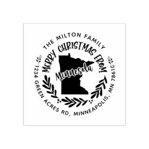 rustige minnesota merry kerstmis - adres rubberstempel