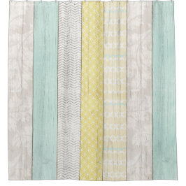 Rustige mint & gele boho Geometrische matige hoeve Douchegordijn